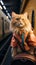 Whiskered wanderlust Funny cat indulges in a lighthearted travel journey