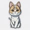 Whiskers of Cuteness: Cartoon Sticker Featuring a Charming Japanese Bobtail Cat