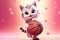 From Whiskers to Winner\\\'s Circle: A 3D Cat\\\'s Fancy Basketball Feats on Pink Golden Gradient Background