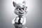 From Whiskers to Workplace: A 3D Cat\\\'s Dapper Business Transformation on Black White Gradient Background
