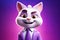 From Whiskers to Workplace: A 3D Cat\\\'s Dapper Business Transformation on Violett Pink Gradient Background