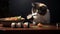 Whiskers and Wasabi: Inquisitive Cat Admiring Tempting Sushi Rolls