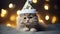 Whiskers in Wonderland: Festive Cat amid Glittering Bokeh Bliss