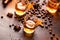 Whiskey, brandy or liquor, spices, anise stars, coffee beans, ci