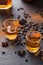 Whiskey, brandy or liquor, spices, anise stars, coffee beans, ci