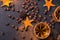 Whiskey, brandy or liquor, spices, anise stars, coffee beans, ci