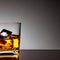 whiskey on clear glass and bottle also diced ice alcohol drawing. picture beverage illustration for background