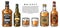 Whiskey drink colorful set labels