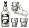 Whiskey drink monochrome set labels