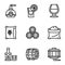 Whiskey factory icon set, outline style