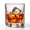 whiskey glass isolated on black background, AI Generative.