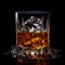 whiskey glass isolated on black background, AI Generative