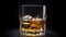 Whiskey with ice in glass. Generative AI