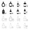 Whiskey, liquor, rum, vermouth.Alcohol set collection icons in black,outline style vector symbol stock illustration web.