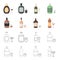 Whiskey, liquor, rum, vermouth.Alcohol set collection icons in cartoon,outline style vector symbol stock illustration