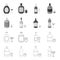 Whiskey, liquor, rum, vermouth.Alcohol set collection icons in outline,monochrome style vector symbol stock illustration