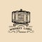 Whiskey logo. Vector sign with wooden barrel. Typographic label, badge with hand sketched keg for restaurant, bar menu.