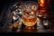 Whiskey, scotch, cognac, brandy, booze ice cube coctail liquor rum drinking high alcohol irish nightclub spirit glass