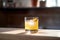 whiskey sour in elegant glass, backlit for a soft glow