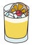 Whiskey Sour IBA cocktail. Stylish hand-drawn doodle cartoon style yellow drink in a rocks glass garnished with orange