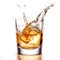 Whiskey Splash in Glass Isolated on White Background. Generative ai