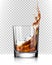 Whiskey splash out of glass