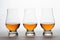 Whiskey in Three Crystal Tasting Glasses