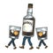 Whiskey walks on its feet sketch engraving vector