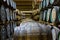 Whisky barrels in a distillery