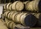 Whisky barrels in a distillery