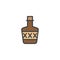 Whisky bottle filled outline icon