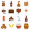 Whisky bottle glass icons set vector isolated