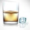 Whisky glass with ice cube