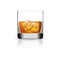 Whisky glass ice cubes icon, realistic style