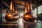 whisky stills in a traditional distillery setting