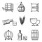 Whisky thin line icons. Industry outline vector signs