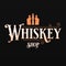 Whisky or whiskey shop logo with whiskey bottles