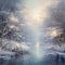 Whispering Frost - Impressionist Winter Scene with Snowflakes