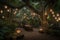 whispering garden, with lanterns and string lights creating a magical atmosphere