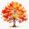 Whispering Leaves of Fall: Maple Tree Watercolor Isolated on White Background - Generative AI