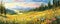 Whispering Meadows: serene panorama of gently swaying meadows adorned with vibrant wildflowers panorama