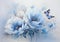 Whispers of Longing: A Frozen Landscape of Blue Flowers and Flut