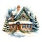 Whispers of Winter: A Cozy Cottage in Watercolor