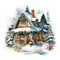 Whispers of Winter: A Cozy Cottage in Watercolor