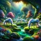 Whispers of the Woods: Unicorns by AI Crafted Stream in Verdant Forest