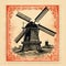 Whispers of Zephyr: Vintage Stamp Unveiling Dutch Windmill Splendor