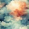 Whispy Grunge Vintage Watercolor Clouds Background AI Generated