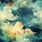 Whispy Vintage Clouds Background AI Generated