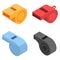 Whistle icon set, isometric style