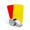 Whistle with Red and Yellow Cards Isolated